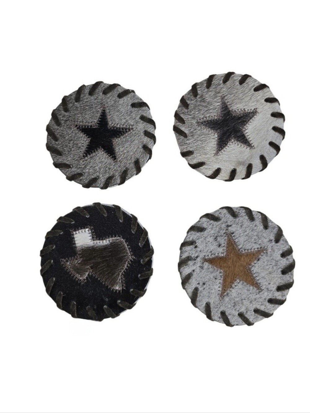 Southwestern Cowhide Coaster w/ Holder Set Of 4 Coasters & 1 Holder Texas Design - Picture 5 of 11